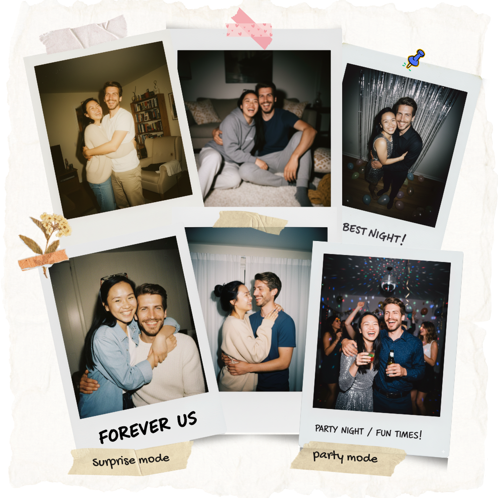 Screen showing mode selection options for Polaroid styles – AI-Polaroid.com